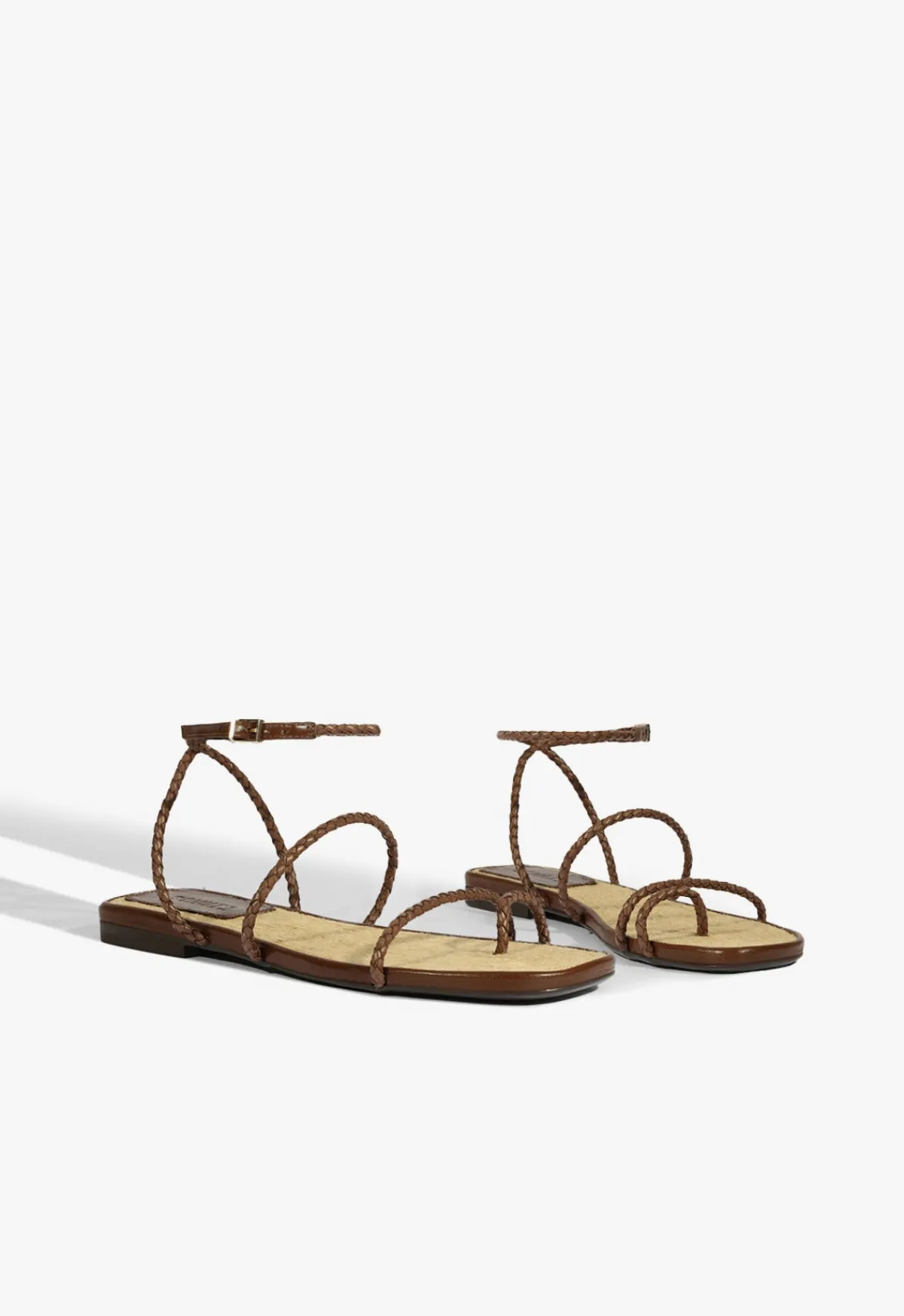 Sale Schutz Kaya Leather Flat Sandal Brown