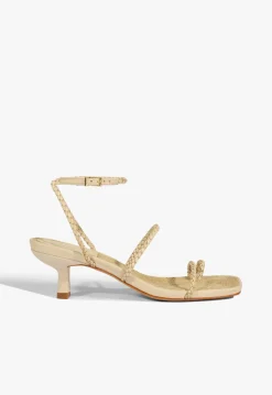 Discount Schutz Kaya Straw Mid Sandal Beige