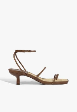 Discount Schutz Kaya Straw Mid Sandal Brown