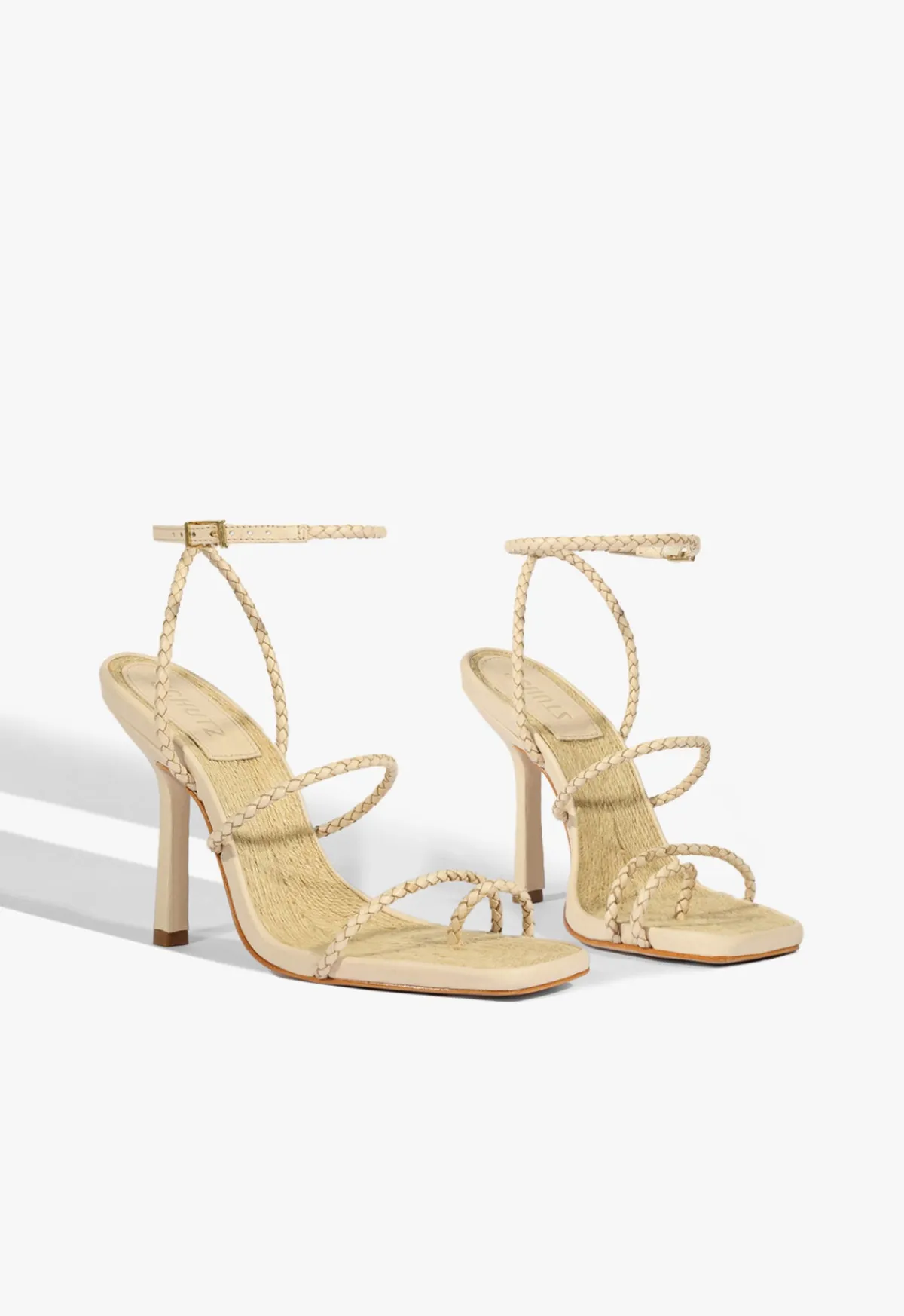 Clearance Schutz Kaya Straw Sandal Off White