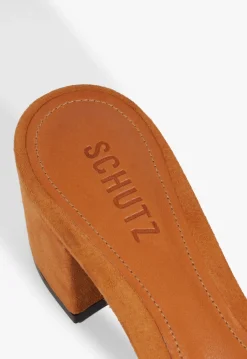 Discount Schutz Keefa Block Mule Suede Sandal Brown