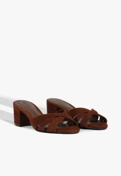 Fashion Schutz Keefa Block Mule Suede Sandal Brown
