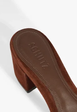 Fashion Schutz Keefa Block Mule Suede Sandal Brown