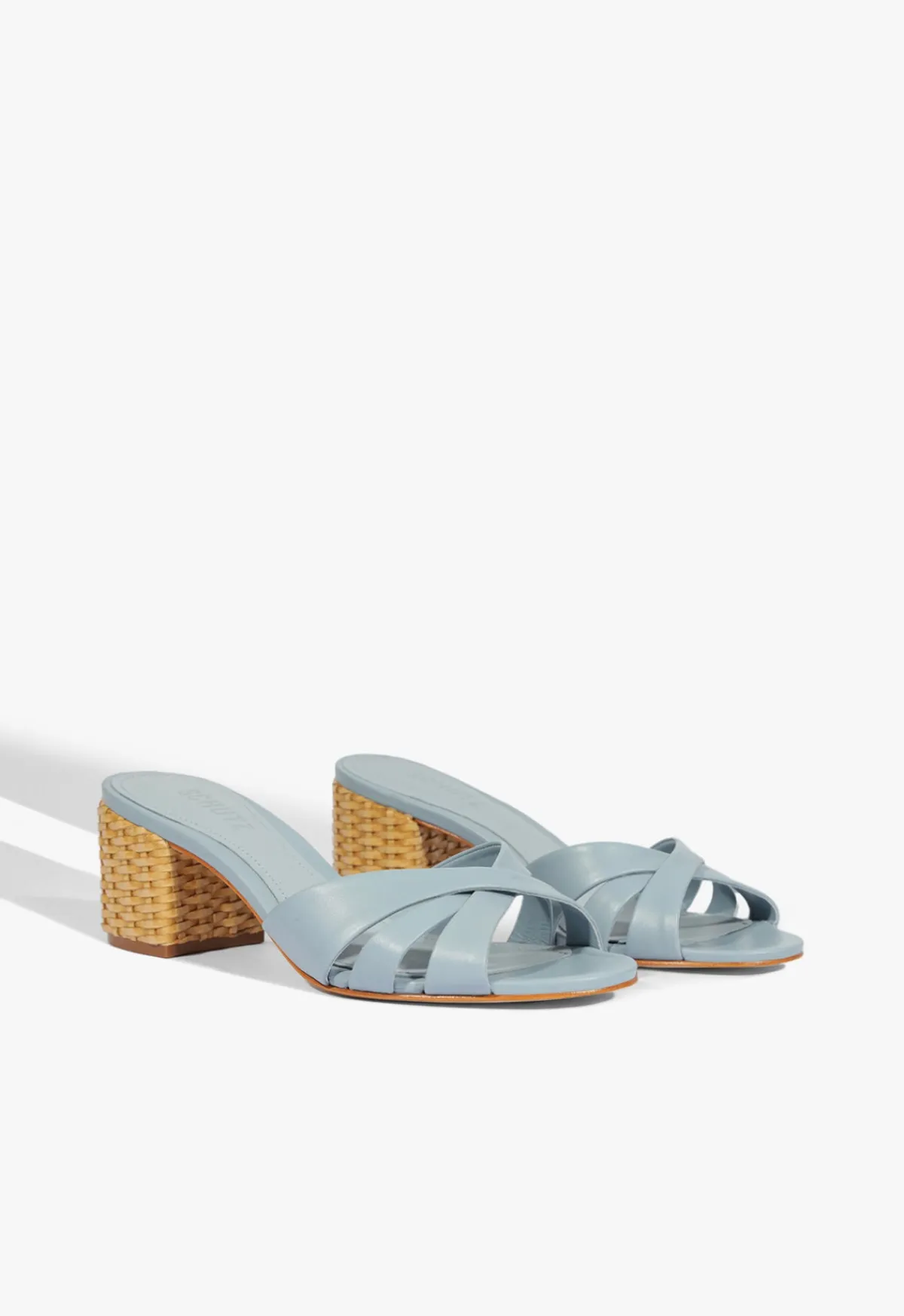 Fashion Schutz Keefa Straw Mule Sandal Sky Blue