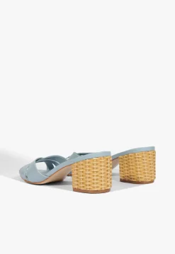 Fashion Schutz Keefa Straw Mule Sandal Sky Blue