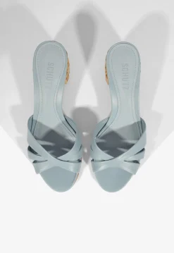 Fashion Schutz Keefa Straw Mule Sandal Sky Blue
