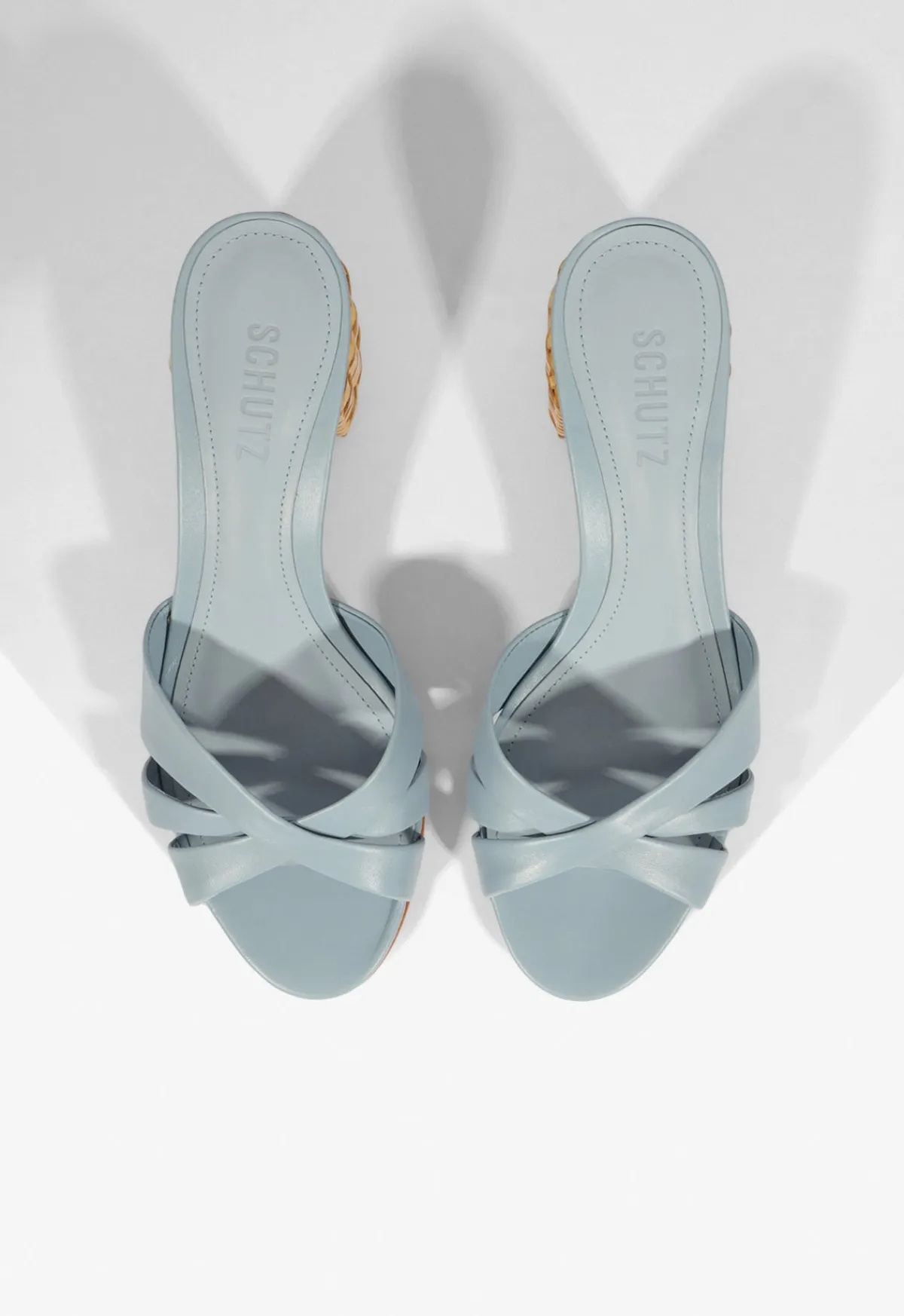 Fashion Schutz Keefa Straw Mule Sandal Sky Blue