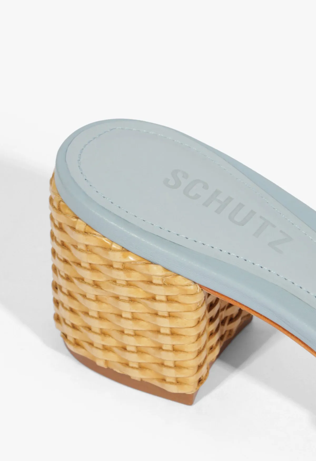 Fashion Schutz Keefa Straw Mule Sandal Sky Blue