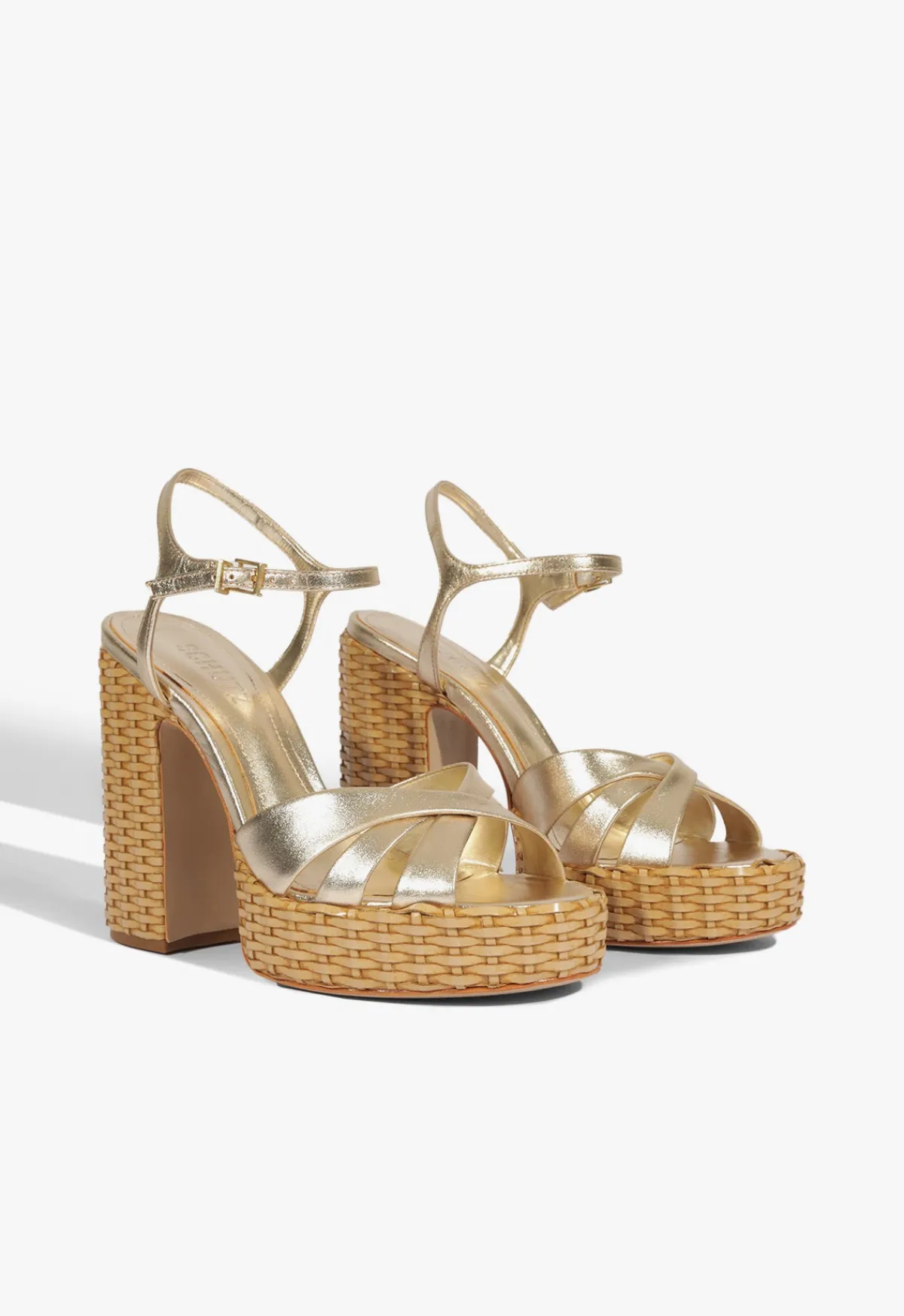 New Schutz Keefa Straw Sandal Gold