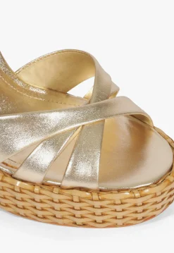 New Schutz Keefa Straw Sandal Gold