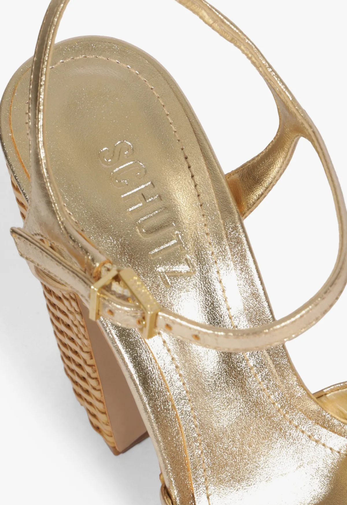 New Schutz Keefa Straw Sandal Gold