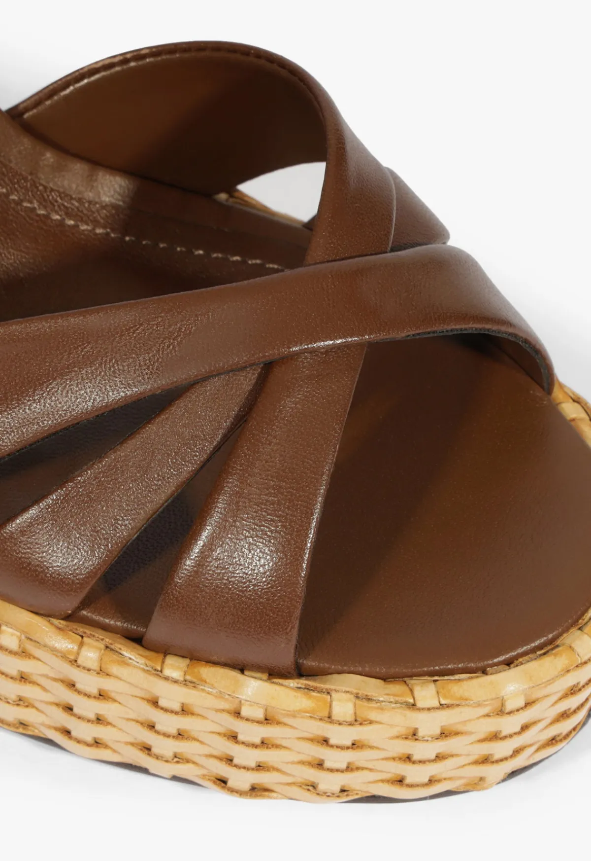 New Schutz Keefa Straw Sandal Brown