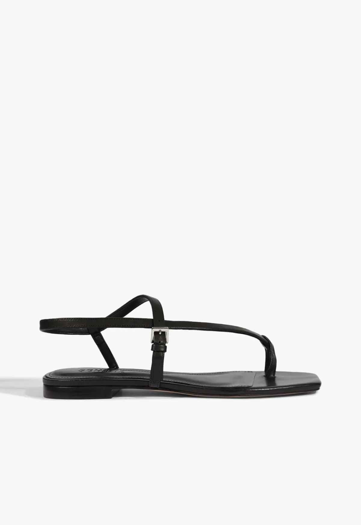New Schutz Lisa Leather Flat Sandal Black