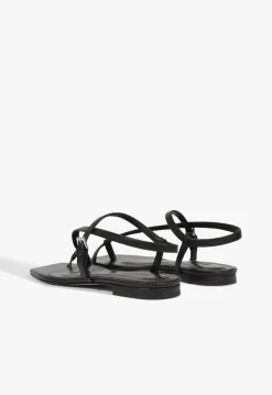 New Schutz Lisa Leather Flat Sandal Black