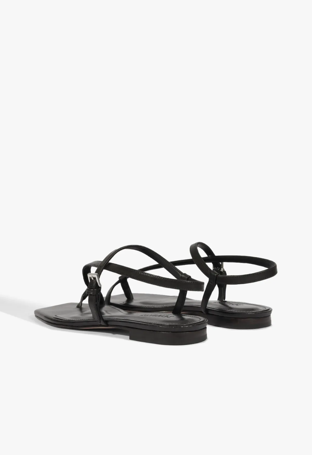 New Schutz Lisa Leather Flat Sandal Black
