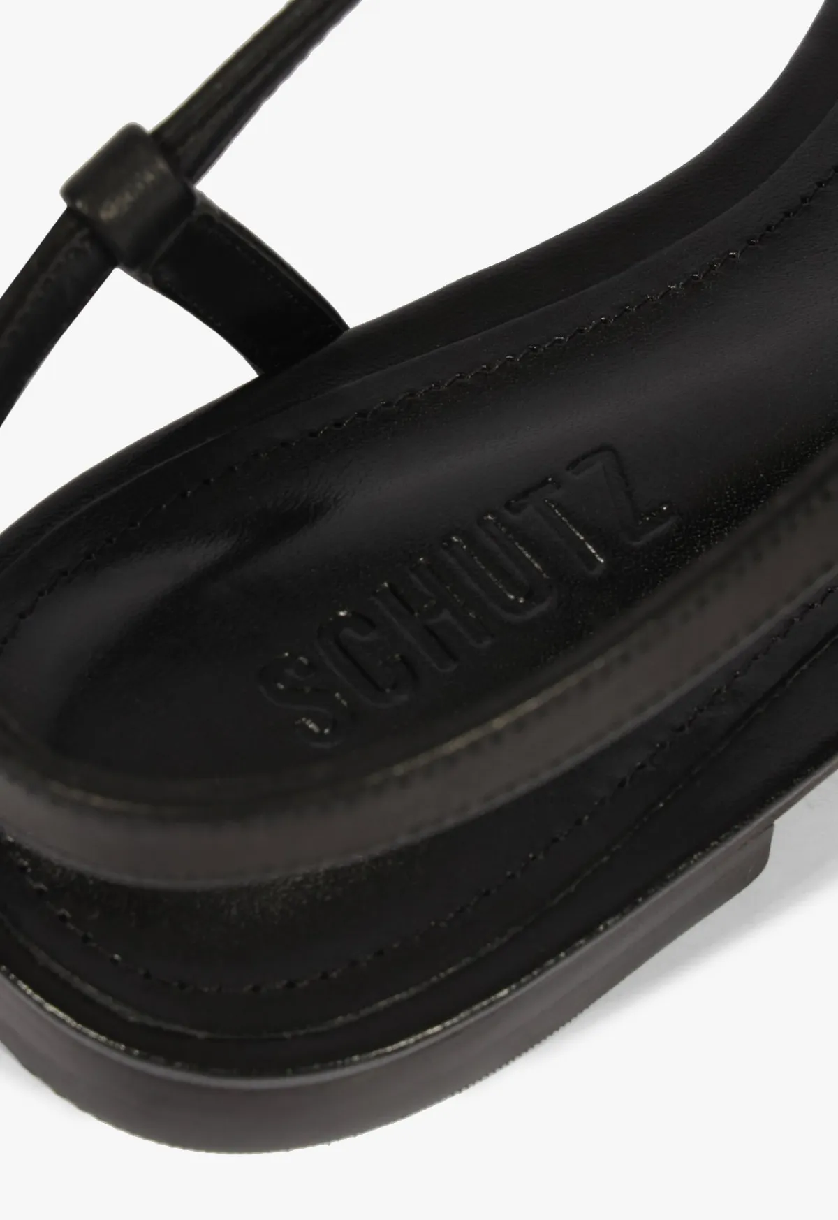 New Schutz Lisa Leather Flat Sandal Black