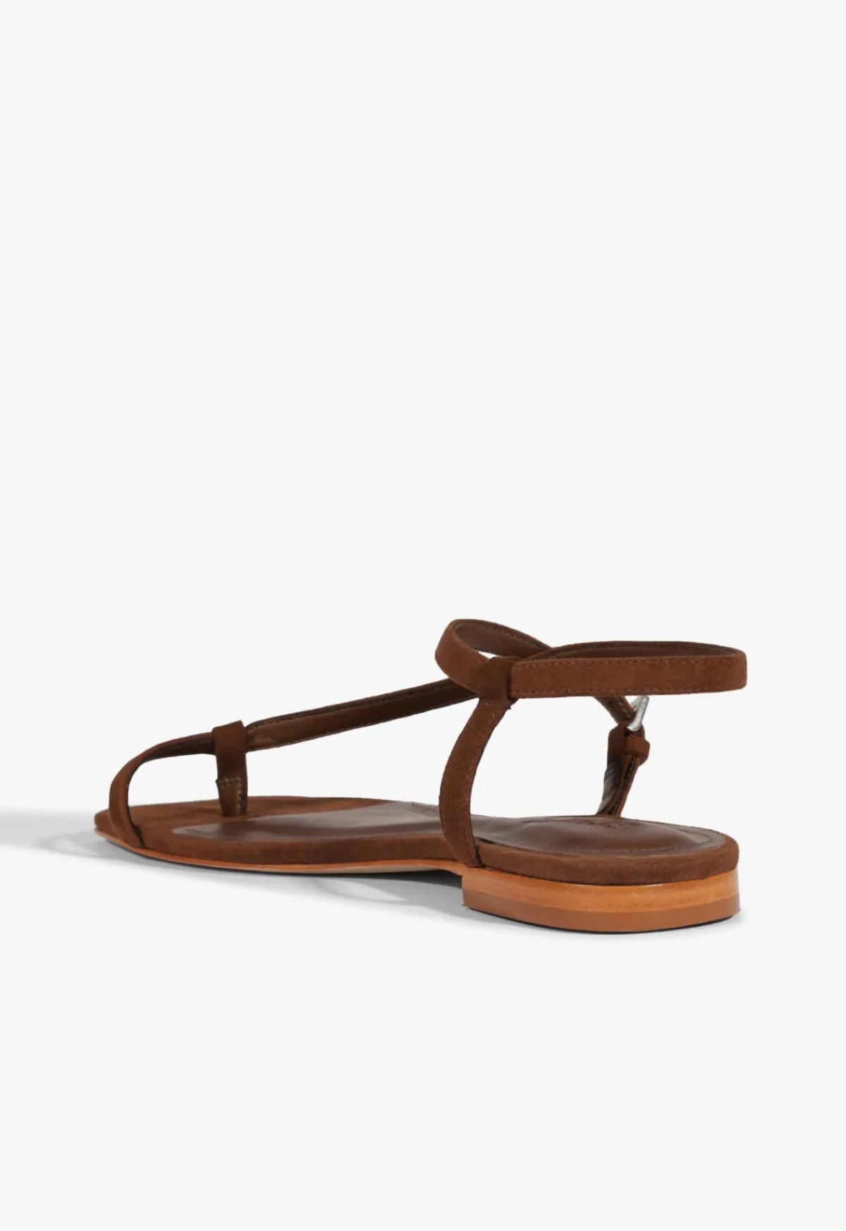 Clearance Schutz Lisa Brown Suede Flat Sandal Pecan Brown