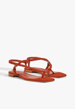 Online Schutz Lisa Red Suede Flat Sandal Caiena Red