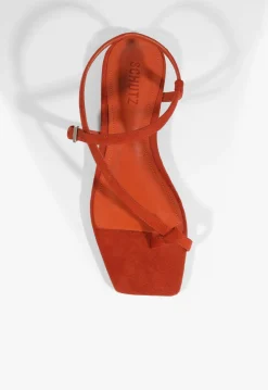 Online Schutz Lisa Red Suede Flat Sandal Caiena Red