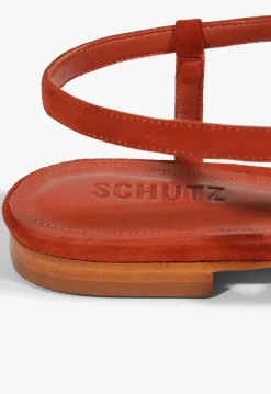 Online Schutz Lisa Red Suede Flat Sandal Caiena Red