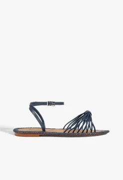 Best Schutz Livia Leather Flat Sandal Blue
