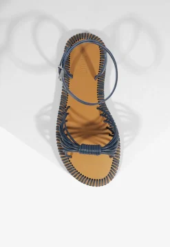 Best Schutz Livia Leather Flat Sandal Blue