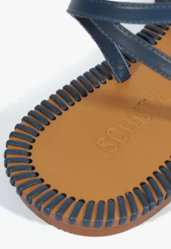 Best Schutz Livia Leather Flat Sandal Blue