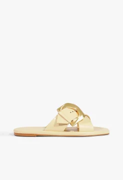 Outlet Schutz Lois Beige Leather Flat Sandal Natural Nibs