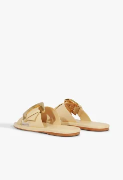 Outlet Schutz Lois Beige Leather Flat Sandal Natural Nibs