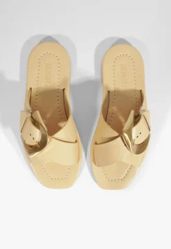 Outlet Schutz Lois Beige Leather Flat Sandal Natural Nibs