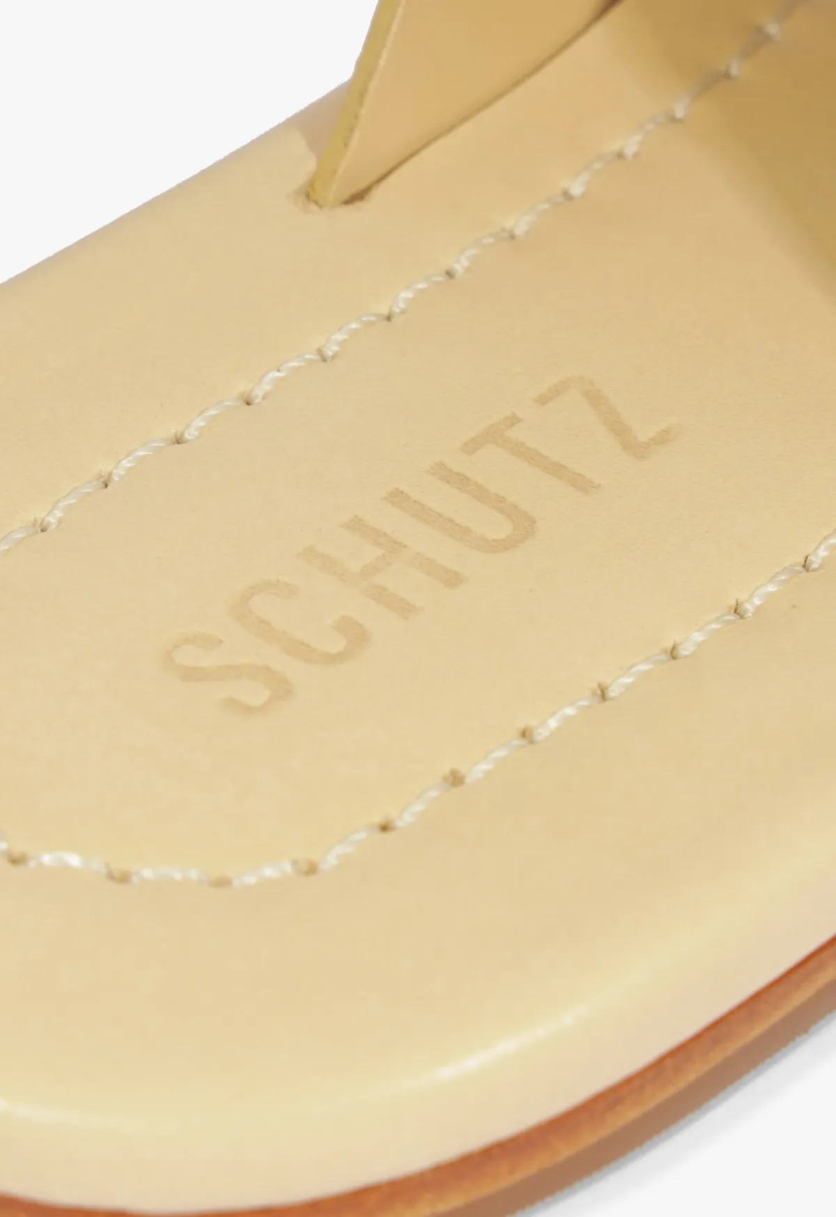 Outlet Schutz Lois Beige Leather Flat Sandal Natural Nibs