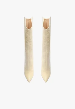 New Schutz Maryana Crocodile-Embossed Leather Boot Eggshell