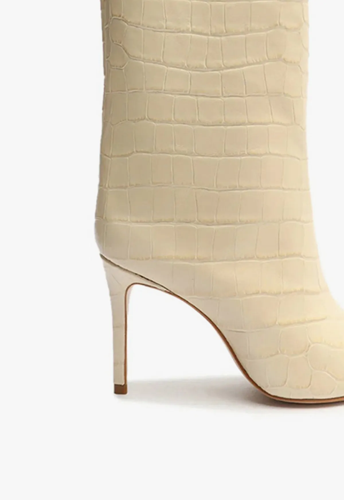 New Schutz Maryana Crocodile-Embossed Leather Boot Eggshell