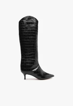 Sale Schutz Maryana Lo Crocodile-Embossed Leather Boot Black