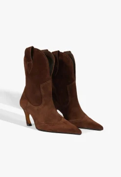 Sale Schutz Maryann Curve West Suede Bootie Chestnut Brown