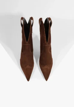 Sale Schutz Maryann Curve West Suede Bootie Chestnut Brown