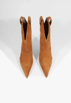Discount Schutz Maryann Curve West Suede Bootie Cuoio Brown