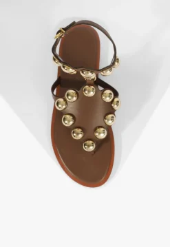 Best Schutz Mist Brown Leather Flat Sandal Pecan Brown