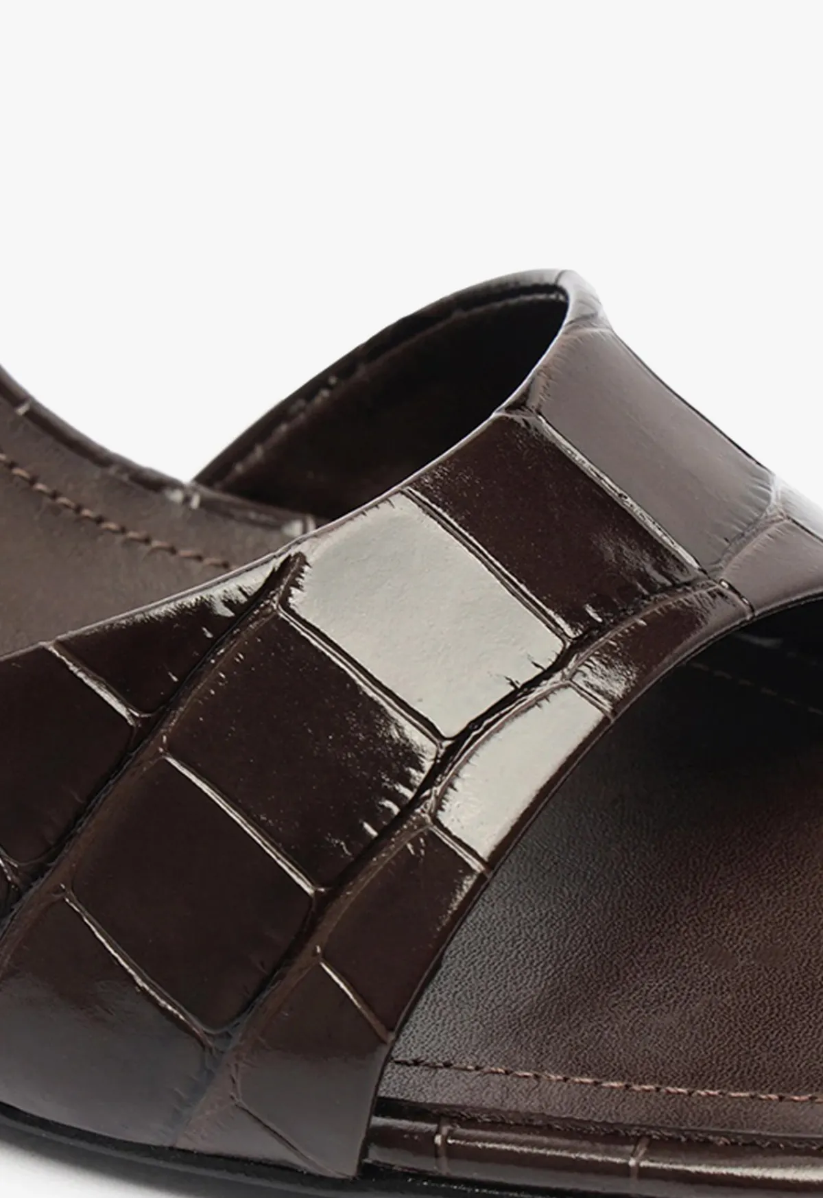 Fashion Schutz Posseni Leather Sandal Dark Brown