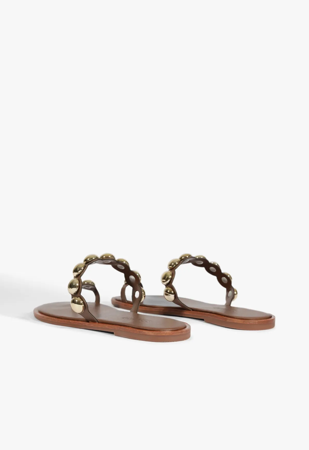 Outlet Schutz Romy Brown Leather Flat Sandal Pecan Brown