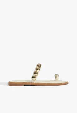 Outlet Schutz Romy White Leather Flat Sandal Sugar White