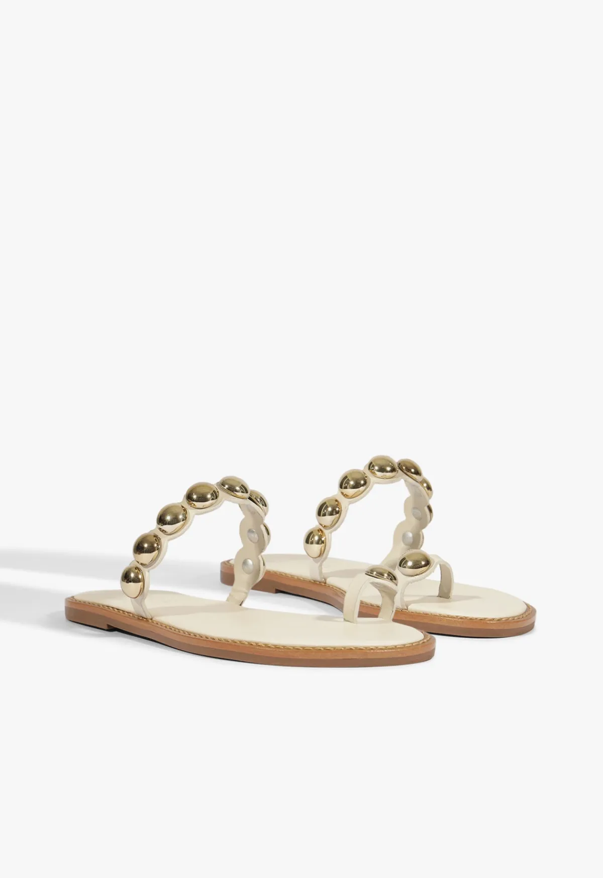 Outlet Schutz Romy White Leather Flat Sandal Sugar White