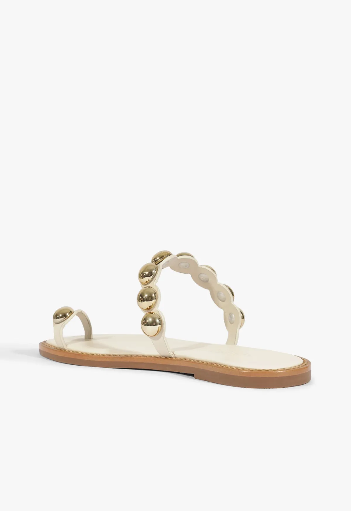 Outlet Schutz Romy White Leather Flat Sandal Sugar White