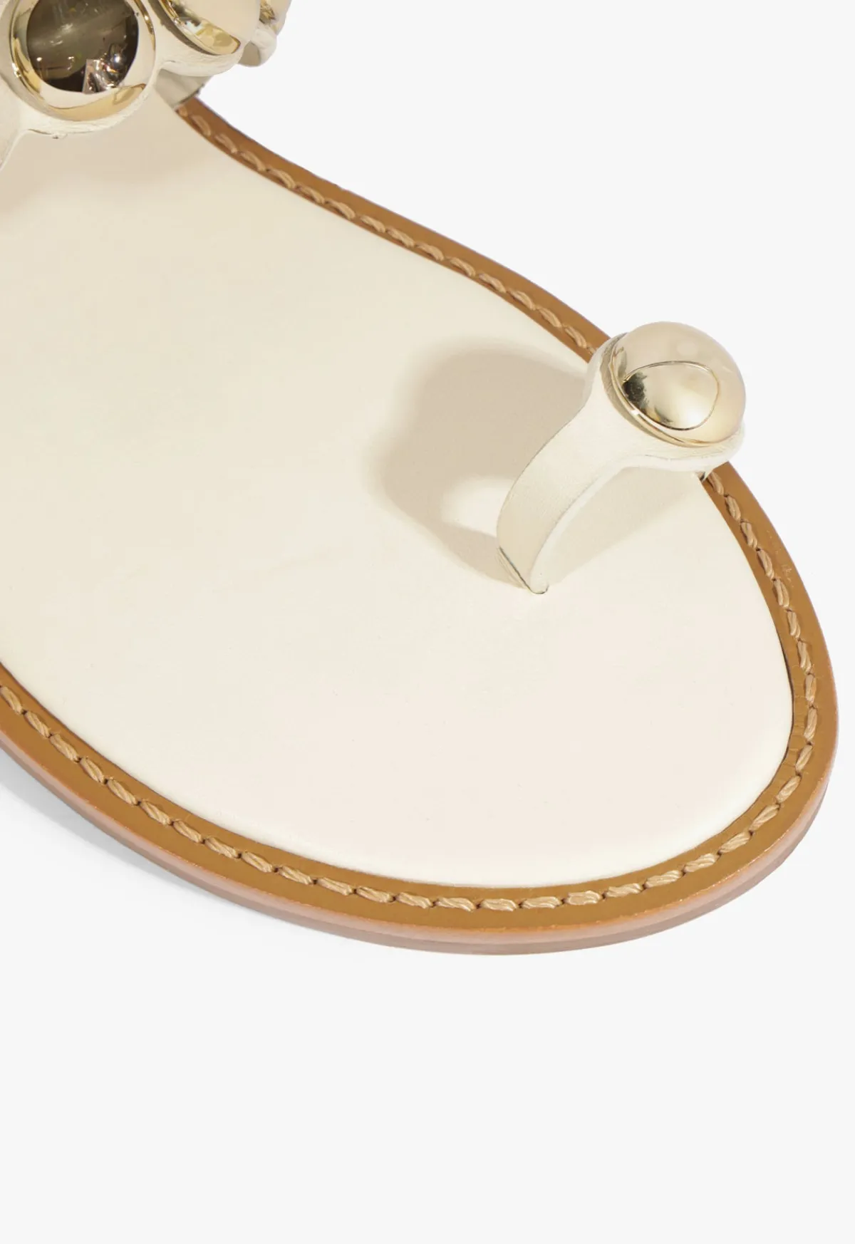 Outlet Schutz Romy White Leather Flat Sandal Sugar White
