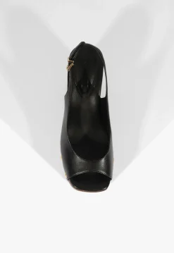 New Schutz Rose Sling Leather Sandal Black
