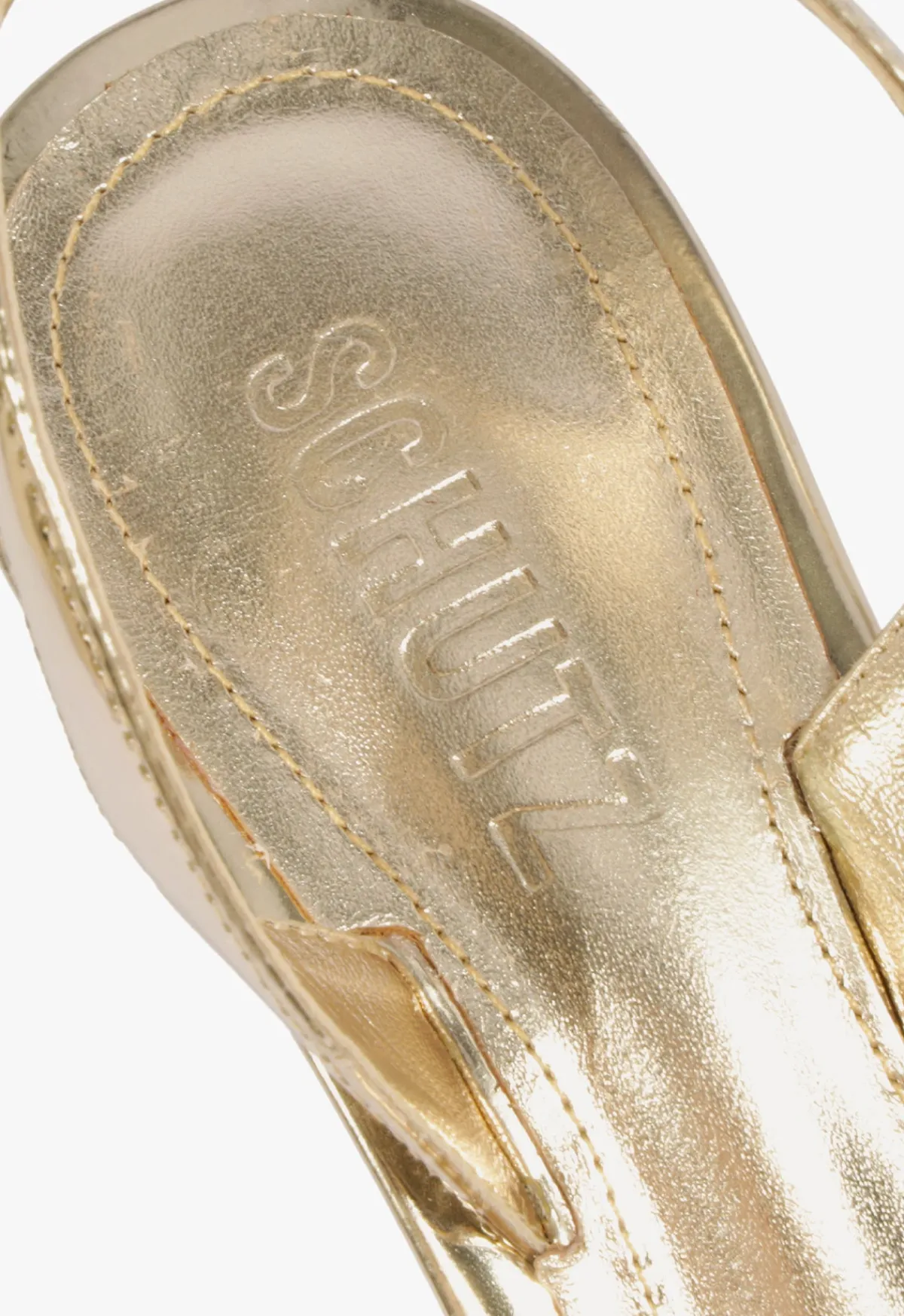 Discount Schutz Scarlett Sling Mid Metallic Sandal Gold