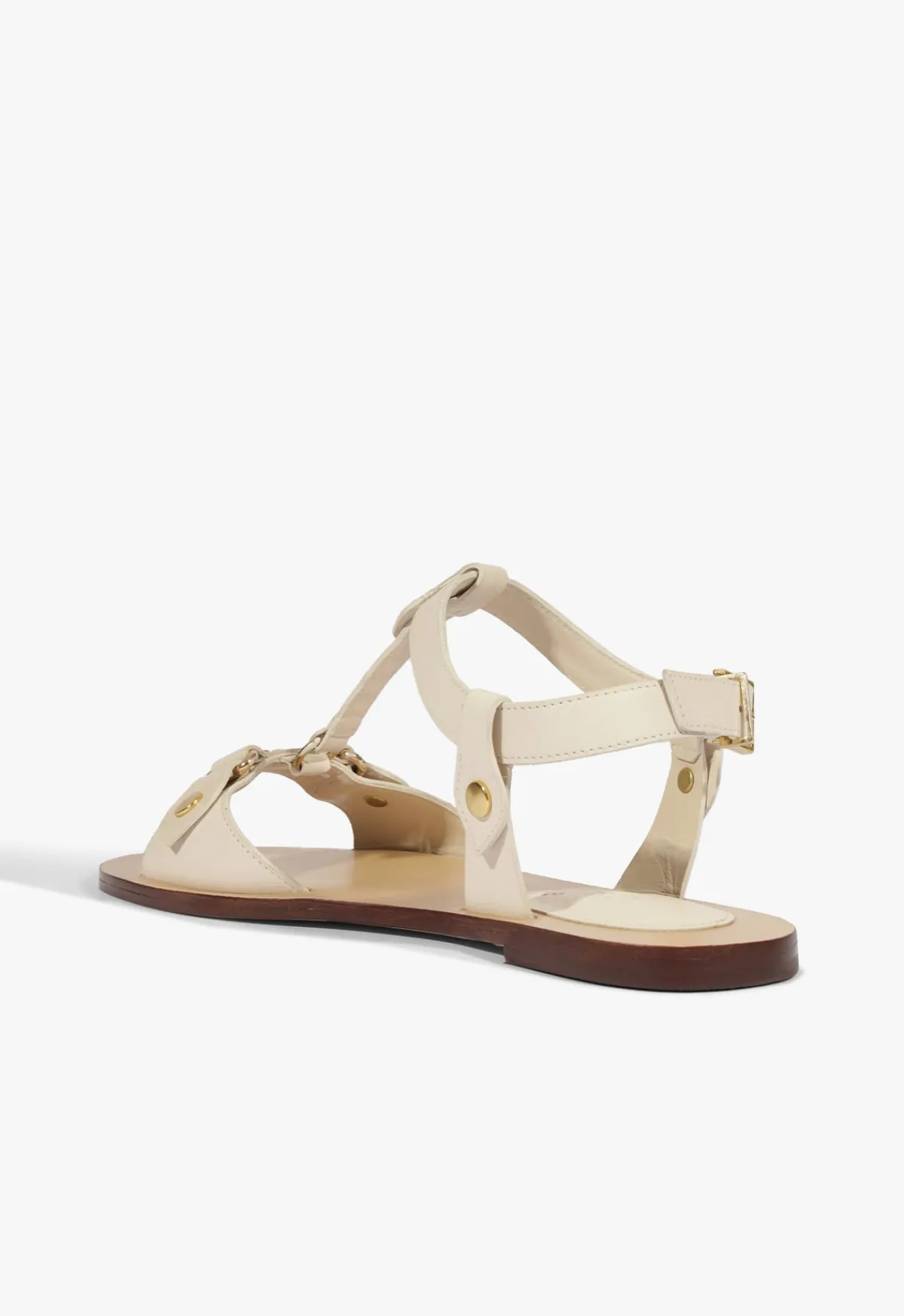 New Schutz Stevie White Leather Flat Sandal Sugar White